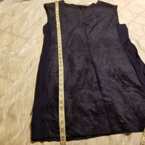 BCBG Max Azria "Karlee" Navy Blue Vegan Suede Mini Dress, Size Large - Picture 7 of 11